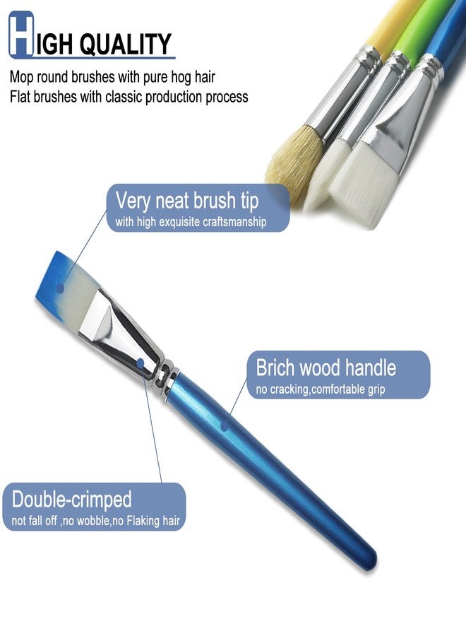 GACDR Bulk Paint Brushes for Kids Variety 36 Pcs, Back to School Toddlers PaintBrushes, Flat & Round Mop Paint Brushes for Toddlers & Classrooms，Short Wooden Handle - Image 3